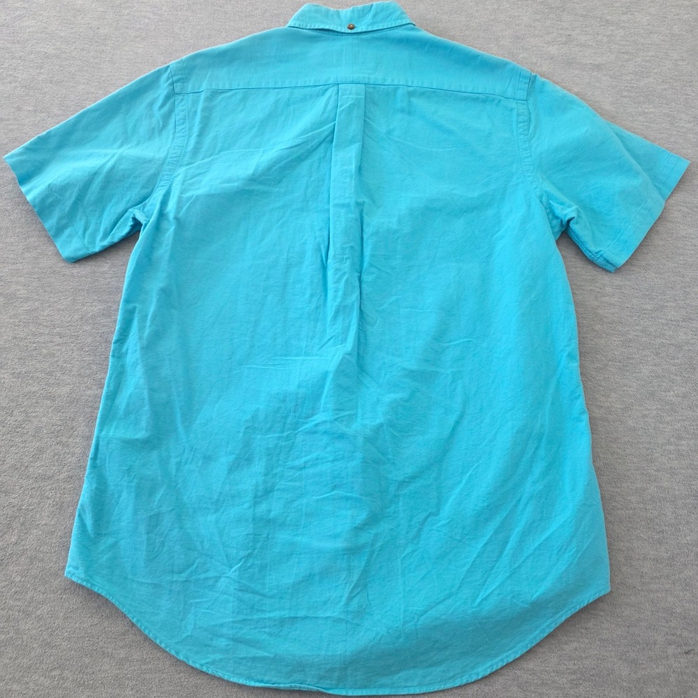Ralph Lauren Mens Medium Short Sleeve Button Down Shirt Turquoise Blue Cotton - Picture 6 of 8